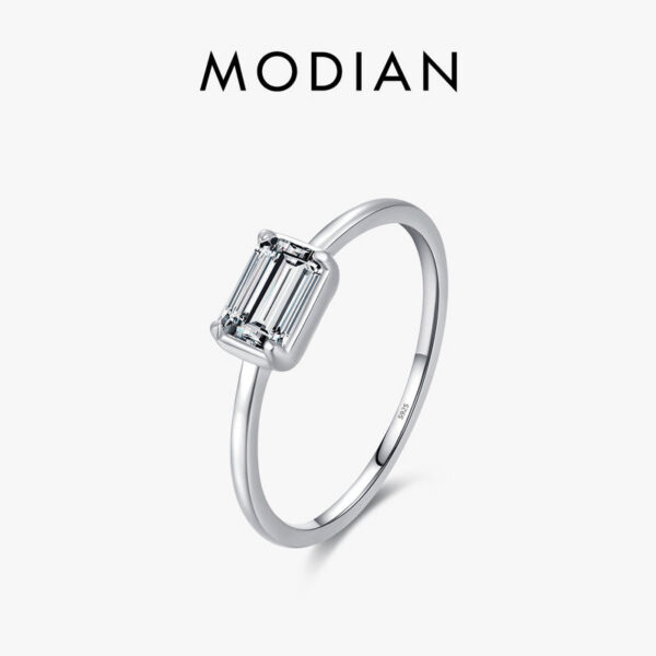 MODIAN Sterg Sier Emerald Cut Rectangle CZ Ring Exquisite Simple Anniversary Gifts For Women Fine Wedding Jewelry