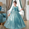 Girls Kid‘s Dress for Wedding Christmas Party Lace Elegant Sequin Tulle Princess Pageant Formal Vestidos