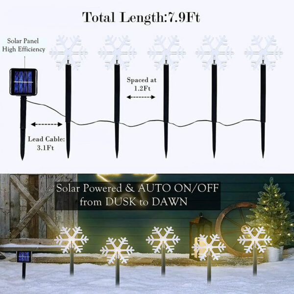 71465fda20aa11d5 Outdoor Christmas Snowflake Star Solar Powered Lawn Light Set Of 5PCS Waterproof Pathway Stake Lights