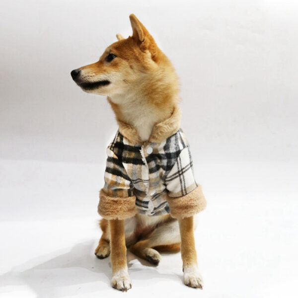 Winter Jacket Clothes Grid Warm Small Dogs Clothing With Fur Collar Cotton Pet Outfits French Bulldog Coat Vest Chihuahua