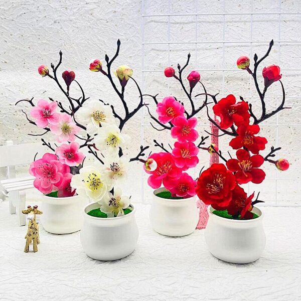 Artificial Bonsai Small Tree Simulation Pot Plants Fake Flowers Table Potted Ornaments Home Decoration Hotel Garden Decor