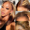 7165c778a058e33d Highlight Straight Lace Front Wig Brazilian Short Bob Human Hair Wigs On Sale Clearance