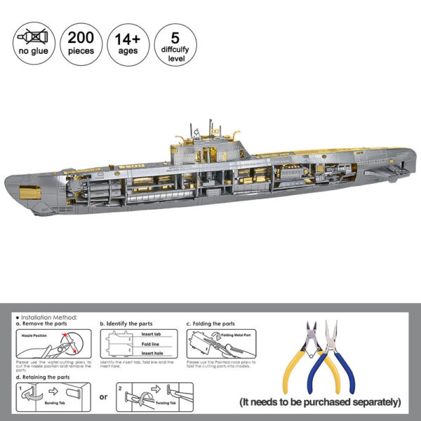 716677d0f32067e7 Piececool 3D Metal Puzzles DIY Submarine Model Building Kits for Teens Best Gifts Brain Teaser