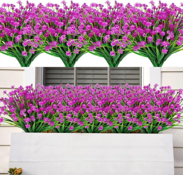 716c538839926714 AmyHomie 20 Bundles Artificial Flowers Outdoor UV Resistant Faux Flowers No Fade Fake Plastic Plants Garden Porch Window Box Decorating(Bright Yellow)