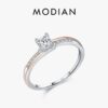 7172e37d98e34fc9 MODIAN 925 Sterling Silver Classic Wedding Elegant Ring Rose Gold Color Line Unique Metallic Contrast Design Jewelry For Women