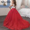 7197ccb52943108f Flower Elegant Briesdesmaid for Wedding 6-14Y Teen Girls Graduation Party Prom Long Gown Children's Pageant Tailling Dress