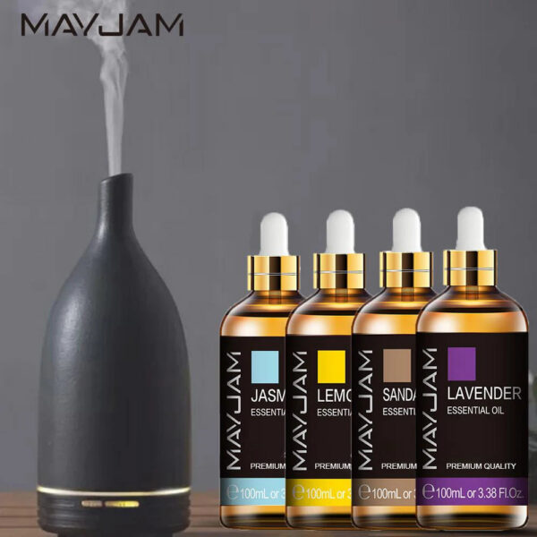 719947623830f11c MAYJAM 10ml 30ml 100ml Essential Oils For Humidifier Diffuser Lavender Jasmine Eucalyptus Ylang Ylang Vanilla Tea Tree Aroma Oil