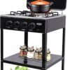 71c6d9e56c2f54d8 4 Burner Gas Stove Portable Outdoor Stove with Removable Storage Stand, Heavy Duty Stainless Steel Propane Gas Cooker with Wind Blocking Cover for Camping Picnic Home RV Cooking (no hose)