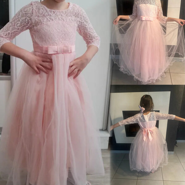 Princess Birthday Lace Kids Elegant Dresses For Girls Vintage Children Girl Party Wedding Dress 4 10 12 Years