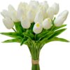 Mandy's 20pcs Yellow Artificial Tulip Silk Fake Flowers 13.5" for Mother's Day Easter Valentine’s Day Gifts in Bulk Home Kitchen Wedding Decorations