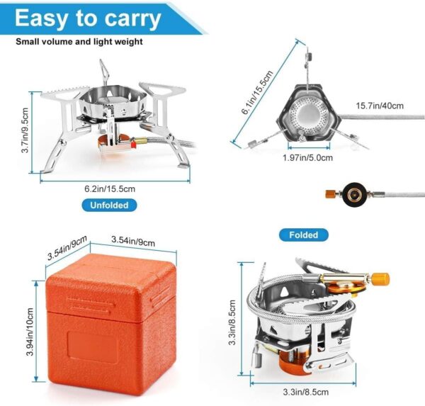 Awroutdoor 3500W Portable Windproof Camping Gas Stove with Adapter Convertor for Traveling Trekking