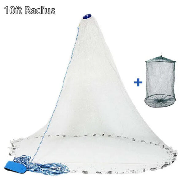71f68264b9b24a04 American Saltwater Fishing Cast Net for Bait Trap Fish 3/4/5/6/7/8/9/10ft Radius Casting Nets with Heavy Duty Zinc Sinker Weight
