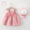 720463ac06e868df 2Pcs/Set Summer Baby Girl Dress Sweet Bowknot Plaid Children Clothes Lovely Thin Soft Clothing For Kids Toddlers Party Dresses
