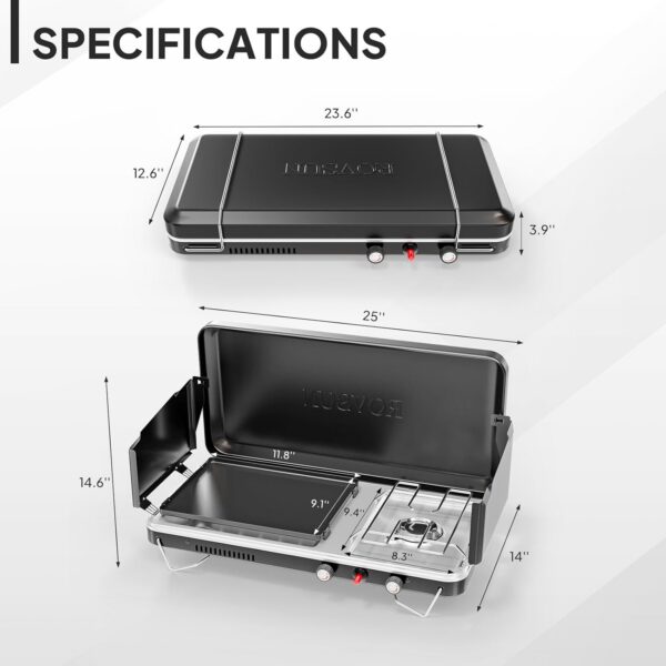7211eb5a631d51d7 ROVSUN 2-in-1 Portable Camping Stove with Grill