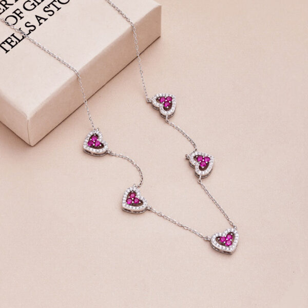 S Sier Heart Women Hollow Diamond Pendant Necklace Female Sparkling 5A Zircon Design Jewelry Girl Holiday