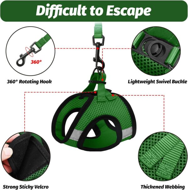 7235b8f63fa72708 Cat Harness and Leash Set for Walking Escape Proof, Kitten Adjustable Small Large Lightweight Soft Vest Harness and Leash(Medium, Green)