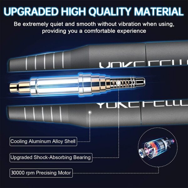 YOKEFELLOW Drill 30000RPM Professional Electric Nail File Kit for Acrylic Gel Nails Manicure Pedicure Home Use