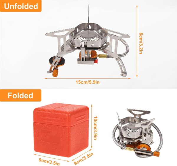 Portable Camping Gas Stove with Piezo Ignition 3500W Outdoor Camping Stove Backpacking Burner Windproof Fishing Stove for BBQ Hiking Picnic Camping Cooking Stoves with Carrying Case Adapters Converter