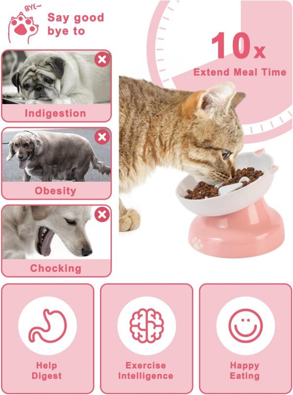 Y YHY Slow Feeder, Elevated Food Bowl Tilted Design for Dog and Cat for Dry and Wet Food