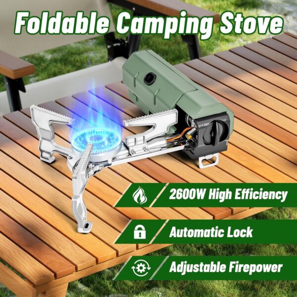725e62092e26da25 Orifesio Foldable Camping Stove, 2600W Portable Butane Stove with Windshield and Storage Bag, Ideal for Camping, Picnic, Hiking, Home, Travel