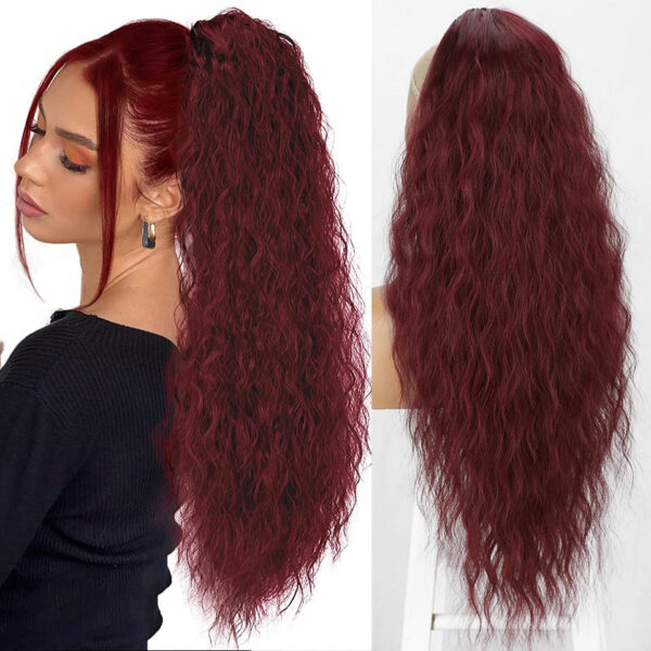 725fa151b24dd0cd Long Curly Drawstring Synthetic Ponytails Women Black Blonde Red Ponytail Clip in Hair Extensions for Daily Cosplay