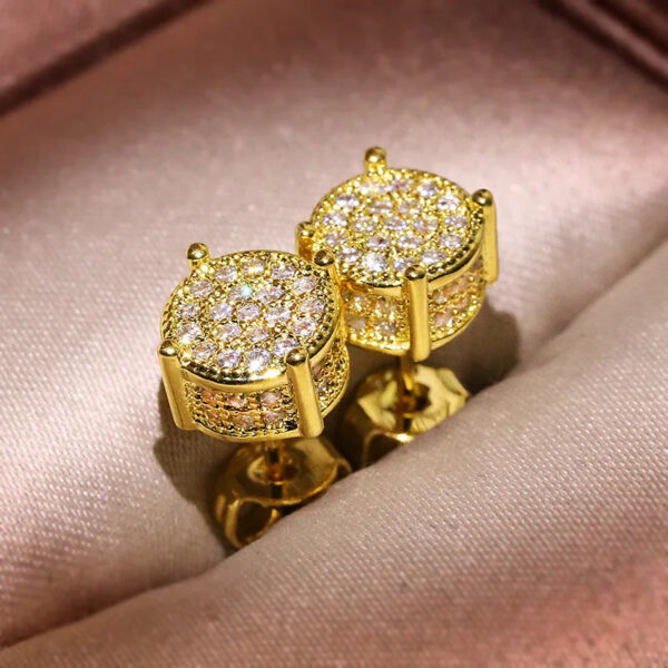 7266e875cf14c8aa Hiphop Micro pave Lab Diamond Stud Earring Real 925 Sterling Silver Party Wedding Earrings for Women men Anniversary Jewelry