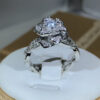 Sterling Sier InterTwined Three-Dimensional Rose White Zircon Full Diamond Ring Ladies Temperament Elegant Jewelry