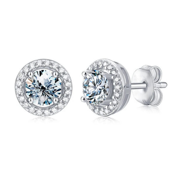 72a619ceea56b679 GRA Zircon Moissanite Diamond Stud Earrings for Women Real 925 Sterling Silver Round Halo Earrings Luxury Wedding Fine Jewelry