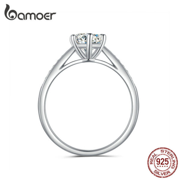 BAMOER D Color Ring For Women Diamond Moissanite Rings Sterling Sier Engagement Bands Fine Jewelry