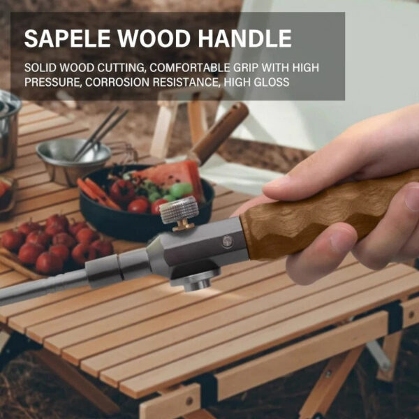 Wood Handle Removable Three-stage Burner Outdoor Camping Torch Cooking Bbq Igniter Cassette Gas Tank Highpower Flame Gun