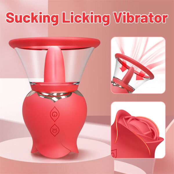 Rose Tongue Licking Cup Sucking Clit Clitoris Dildo Nipple Pussy Stimulator Silicone Adult Sex Toys For Women Couple Joinjjtoy