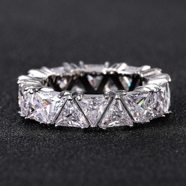 Eternity Triangle Lab Diamond Ring Sterling Sier Engagement Wedding Band Rings for women Bridal Party Jewelry Gift