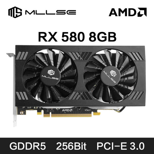 731e0a5cd3c1206b MLLSE AMD RX 8GB 2048SP Graphics Card GDDR5 256Bit PCI-E 3.0 ×16 8Pin Radeon GPU Rx 580 Gaming Placa De Video