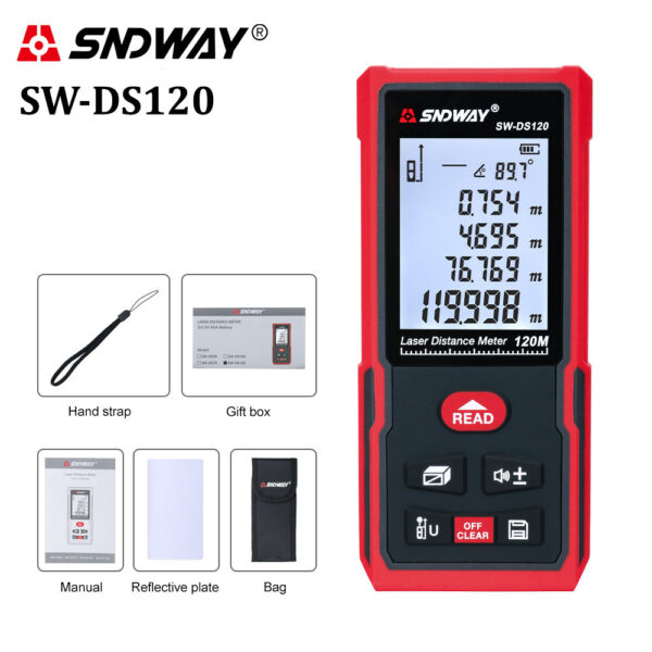 SNDWAY Rangefinder 120m 100m 70m 50m Laser Distance Meter Electronic Roulette Digital Rang Finder Trena Tape Lazer Measure