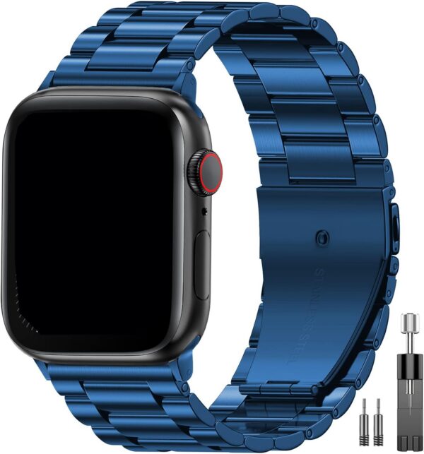 732c0af26b8f96c8 EPULY Compatible with Apple Watch Band 42mm 44mm 45mm 38mm 40mm 41mm, Business Stainless Steel Metal Wristband for iWatch SE & Series 7 6 5 4 3 2 1 for Men Women (Silver, 41mm 40mm 38mm)