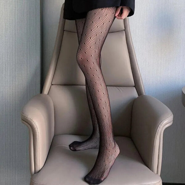 7332ecdfc311efd3 Women Socks Black Spring Star Print Female Seamless Hollow Fishnet Stocking Tights Pantyhose Mesh Stockings