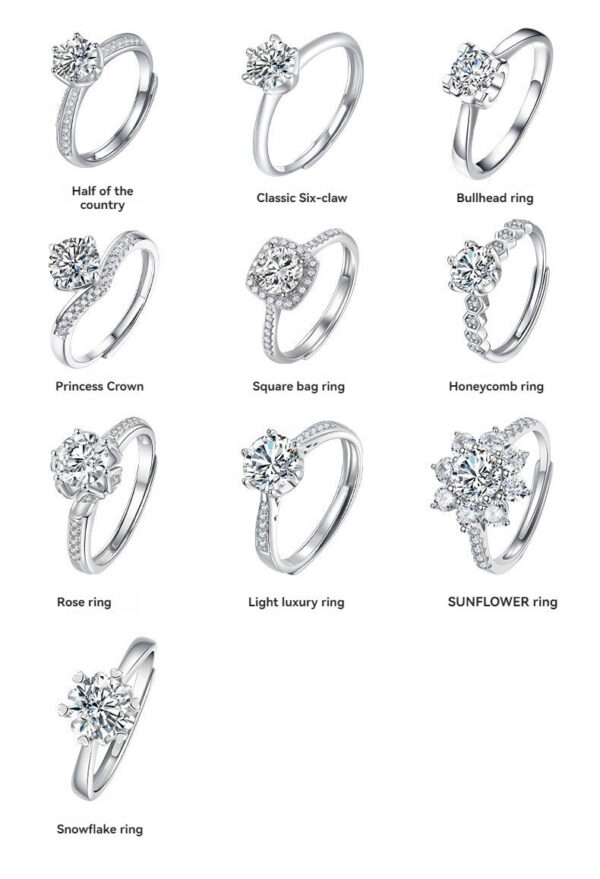 Artificial diamond moissanite metal setting is very shiny