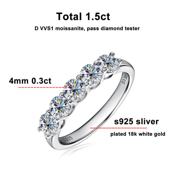 KNOBSPIN D Color 4mm Moissanite Diamond Rings for Women Classic Match Wedding Eternity Band with GRA s Sterling Sier Ring