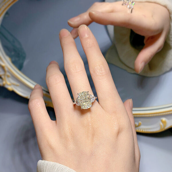 735727ddfe23ae7e S Sier 9×13mm White Grade G Pigeon Egg-Shaped High-Carbon Zircon Fashion Minimalist Ring
