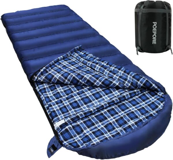 73587377a718b1de Poepore Schlafsack Outdoor Winter für Erwachsene Extra Breit 3-4 Jahreszeiten XXL Schlafsäcke Warmer Baumwolle Flanell Deckenschlafsack beim Camping Wandern Abenteuern 230 * 100CM