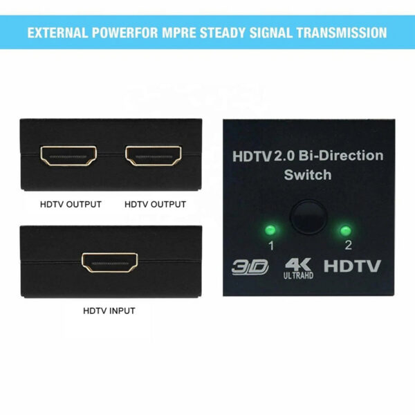 Bi Direction Switch 2.0 60HZ HDMI Splitter 1x2 2x1 New Dual 2 Ports Adapter Converter Supports Ultra HD 4K