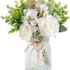 7370977b5482deae CEWOR Artificial Flowers with Vase Faux Flowers in Vase Fake Flowers Bouquet for Table Centerpiece Decorations Home Kitchen Decor
