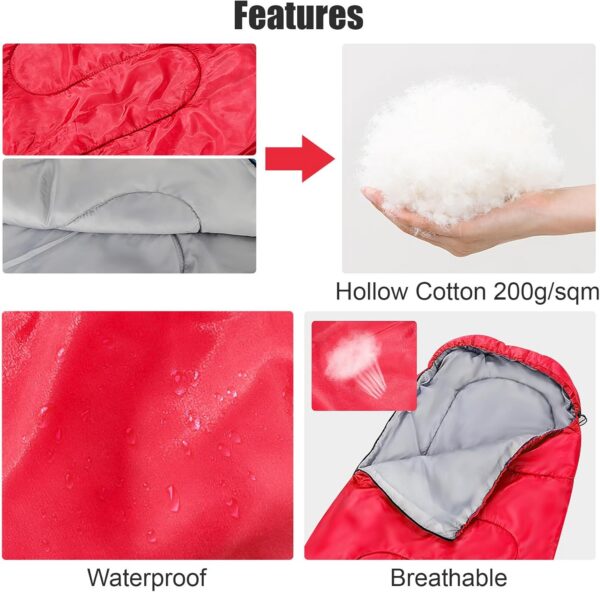 73860872d245def6 Holdfiturn Sleeping Bags for Adults, Backpacking Lightweight Waterproof Single Sleeping Bag, Rectangular Envelope Sleeping Bag, 3 Seasons of Camping Hiking and Outdoors for Adults & Kids Red