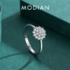 Modian Sterg Sier Classic Sparkg Simple CZ Finger Ring Platinum Plated Wedding Jewelry For Women Anniversary Gift