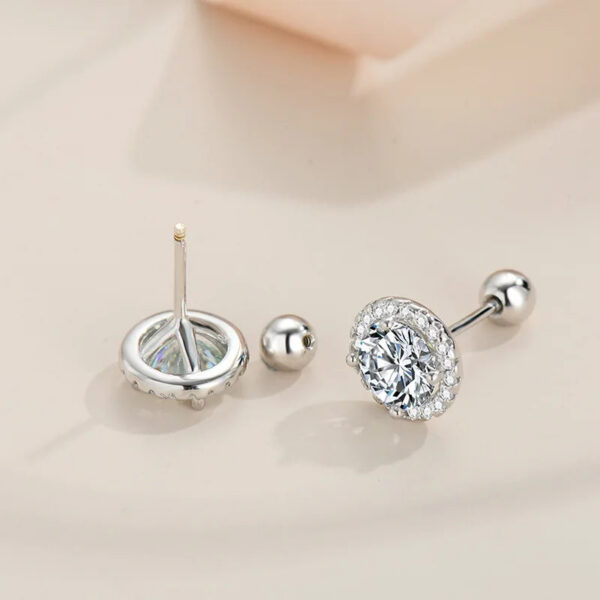 739a14b801e1a485 925 Sterling Silver 0.5/1 Carat Moissanite Round Bag Screw Earrings For Men And Women Couple Models Fashion Creative Personality