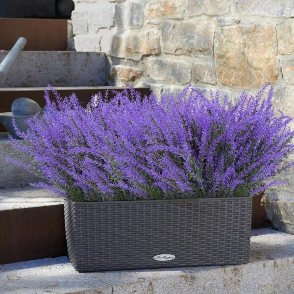 73b1bd685b41e090 Ouddy Decor 24 Bundles Artificial Lavender Flowers Fake Plastic Purple Flowers Outside UV Resistant for Home Wedding Kitchen Garden Patio Window Box Centerpieces Indoor Outdoor Decor (Gray Purple)