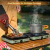 Saker 2 Burner Propane Camping Stove with Grill: Foldable Portable Camp Stove with Carry Bag - Adjustable Burners Camping Grill for BBQ Tailgating Gear - Backpacking Outdoor Cooking