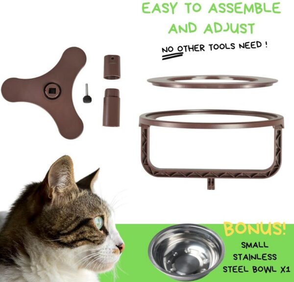 Adjustable Raised Cat Food Bowl, Tilted Elevated Bowl (1-Pack, Black)