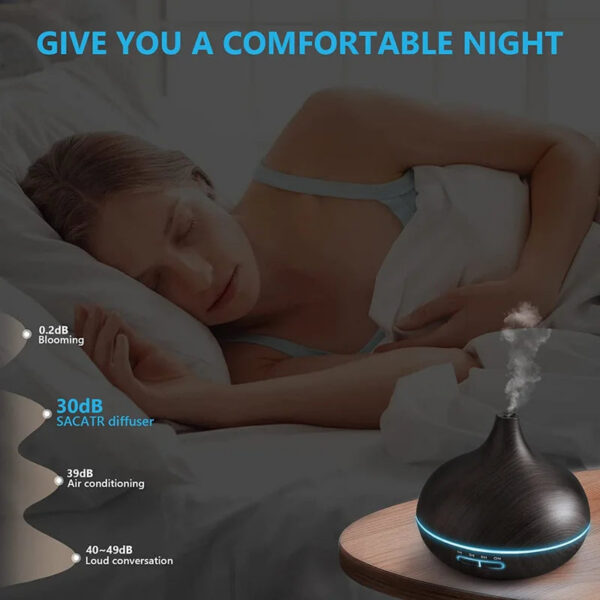 73cbdfad4c76fbc1 550ml Wood Color USB Aroma Diffuser, Essential Oil Diffuser with 7 Color LED Lights & Remote Control, USB Powered Air Humidifier