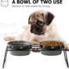 Y YHY Ceramic Raised Pet Bowls 12 oz Capacity 2.75” Height Sturdy Metal Stand, Grey